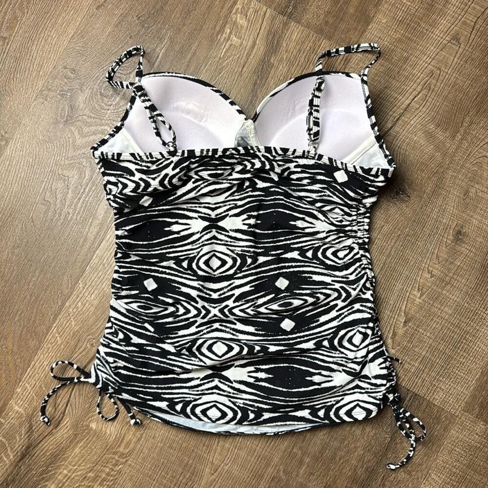 ASSETS by Spanx Zebra Print Ruched Tankini Top Size Large - Picture 6 of 8